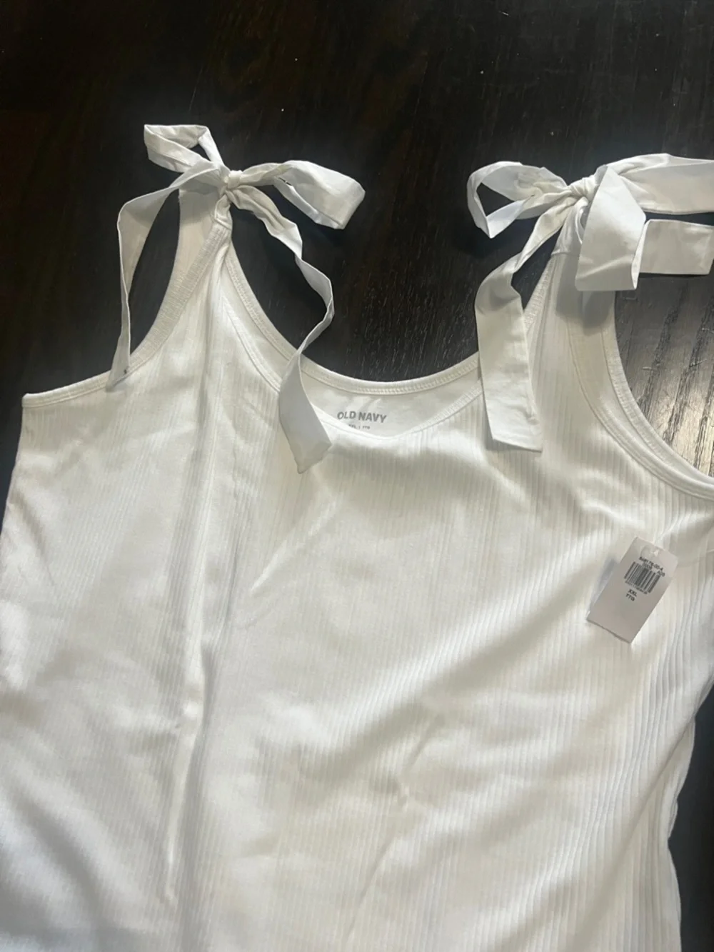 NWT Old Navy White Tie-Shoulder Ribbed Tank Body Suit XXL - Picture 14 of 15